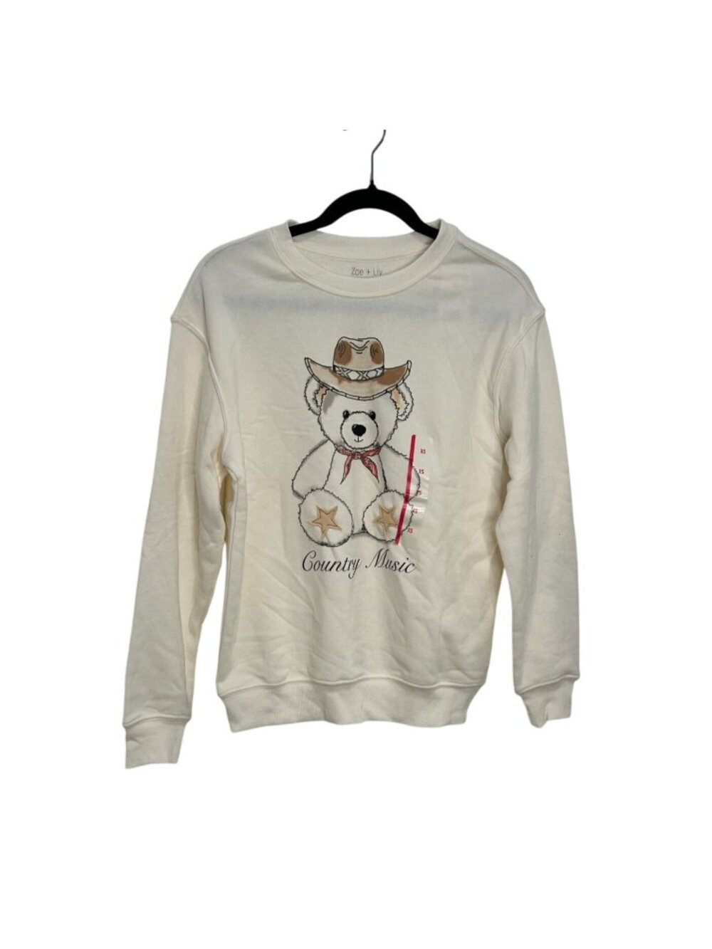NWT Women's Country Music Teddy Bear Graphic Sweatshirt - White XS: Zoe+Liv, Co